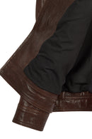 Wade Male Brown Slim-Fit Leather Jacket | Derimod