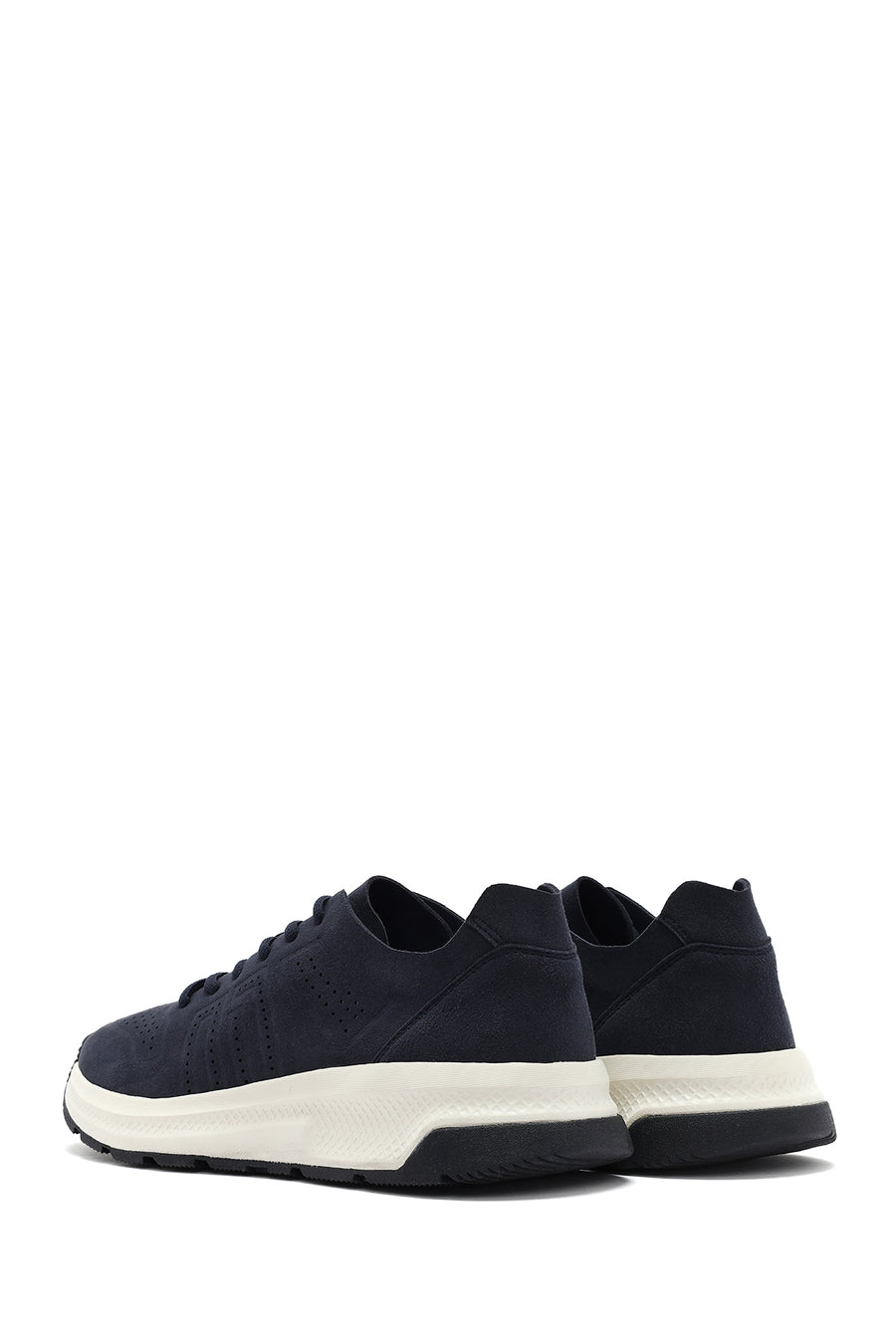 Erkek Lacivert Bağcıklı Nubuk Deri Sneaker