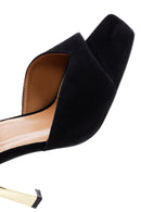 Kadın Siyah Süet Deri Topuklu Sandalet | Derimod