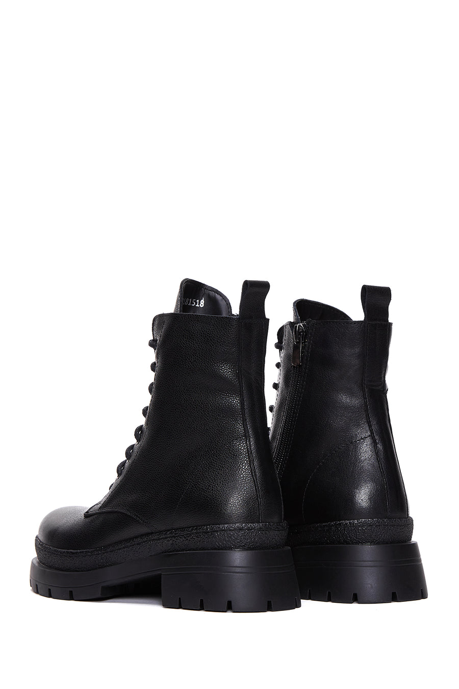 Women's Black Leather Zipper Boots