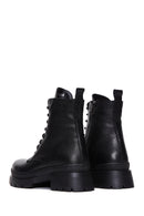 Women's Black Leather Zipper Boots | Derimod