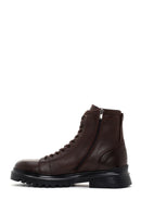 Men's Brown Leather Zippered Casual Boots | Derimod