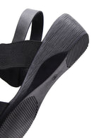 Women's Black Wedge Heeled Leather Sandals | Derimod