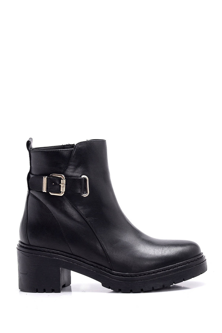 Women's Buckle Leather Boots 18WFD141018 | Derimod