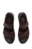 Men's Brown Nubuck Leather Sandals | Derimod