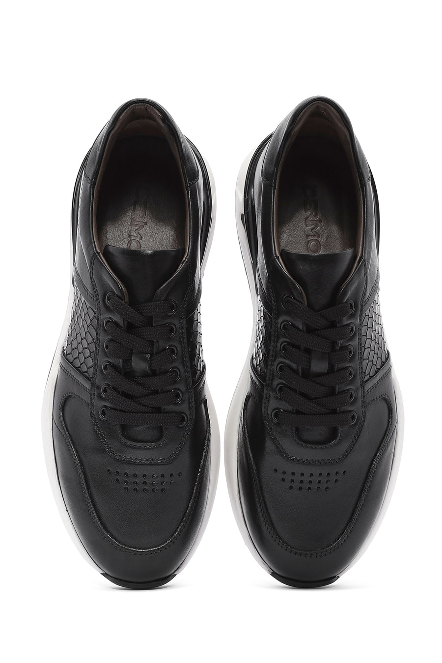 Erkek Siyah Bağcıklı Deri Casual Sneaker