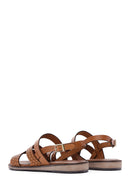 Women's Tan Ankle Strap Leather Bodrum Sandals | Derimod