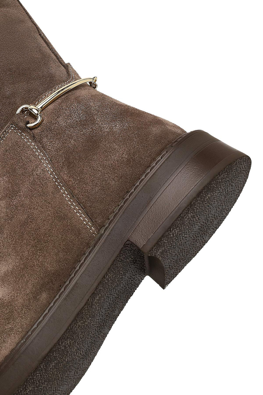 Woman Mink Zip Closure Buckled Suede Boots