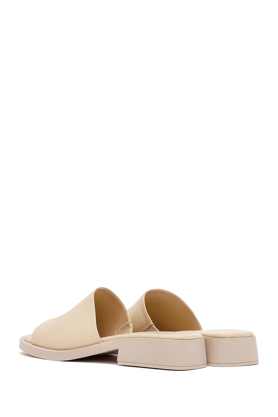 Women's Cream Casual Leather Slippers