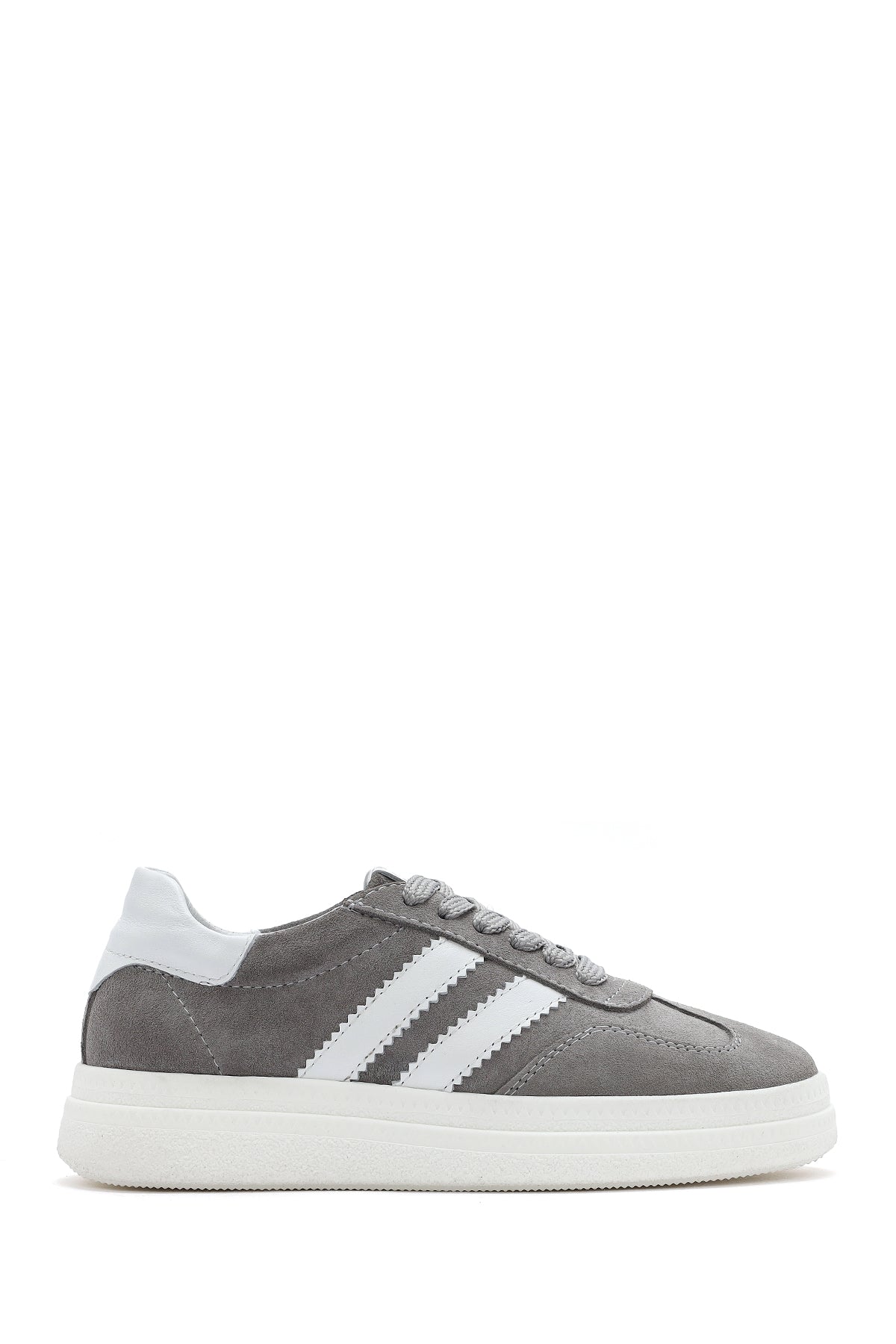 Women's Grey Lace-Up Chunky Sole Suede Leather Sneakers 25SFD511010 | Derimod