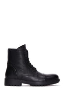 Men's Black Leather Boots Flat Boots | Derimod