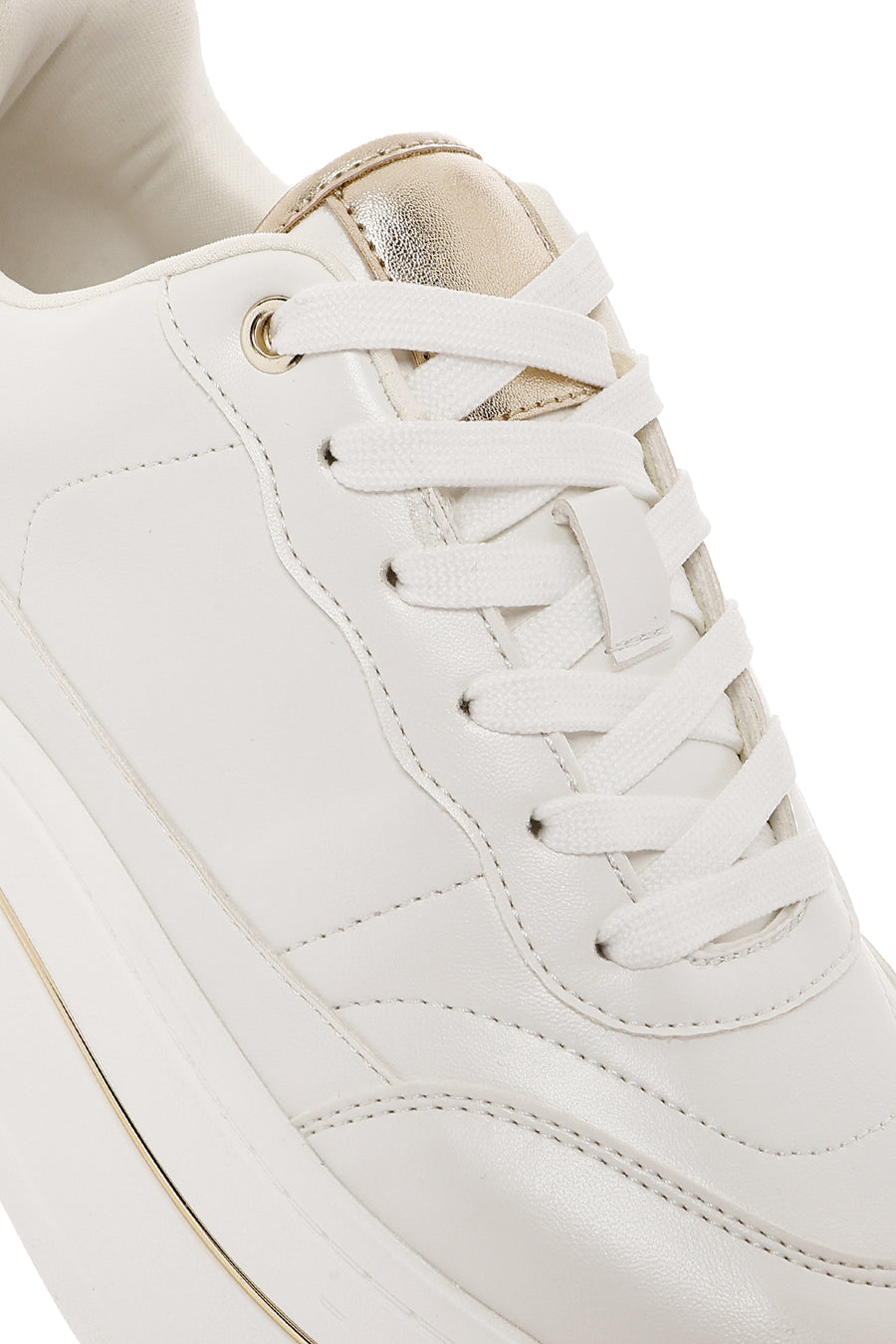 Women's White Lace-Up Thick Soled Sneaker