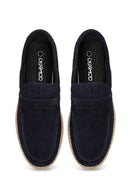 Men's Navy Blue Suede Leather Casual Loafer | Derimod