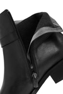 Women's Black Zippered Leather Boots | Derimod