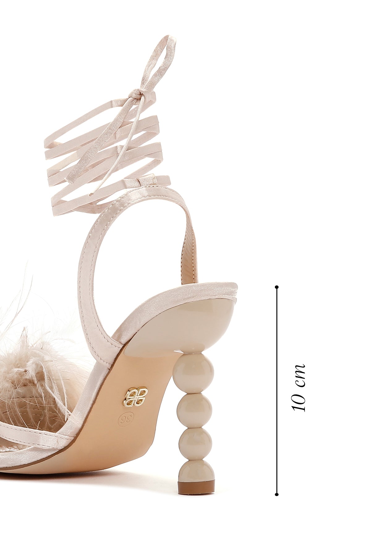 Kadın Bej Bilekten Bağlamalı İnce Topuklu Sandalet