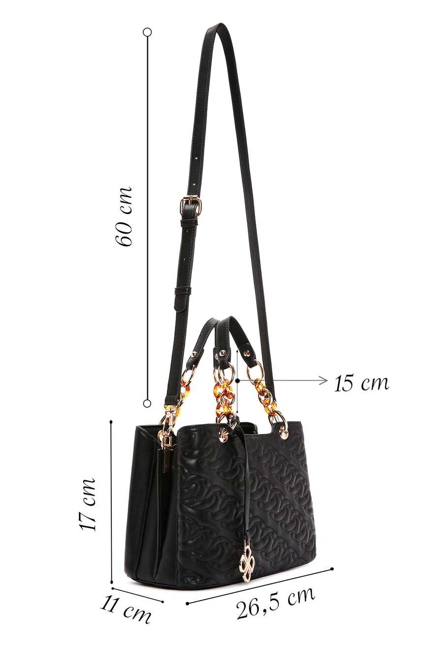 Kadın Siyah Uzun Askılı Kapitone Kol Çantası