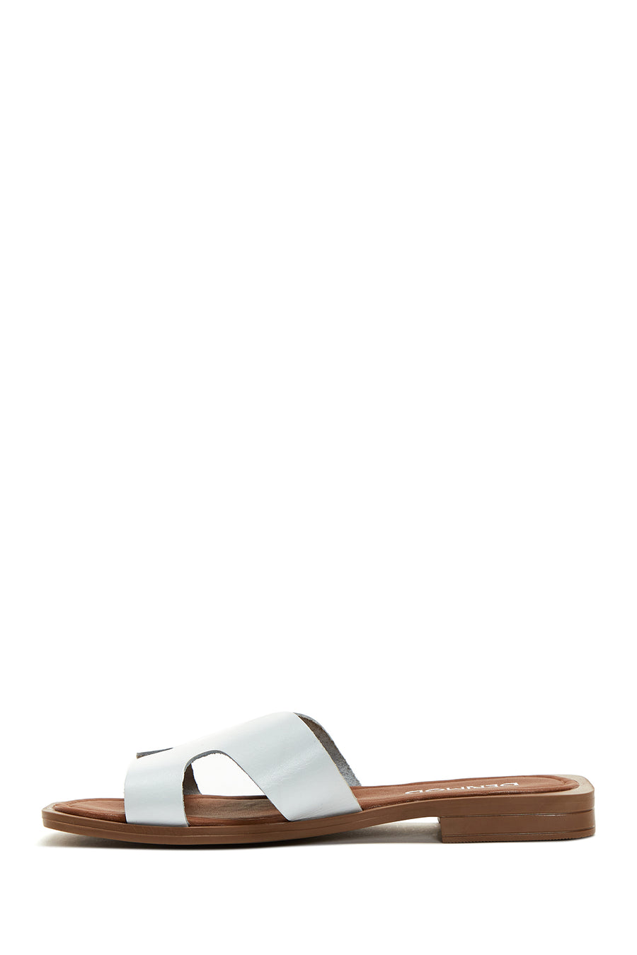 Women's White Leather Slippers