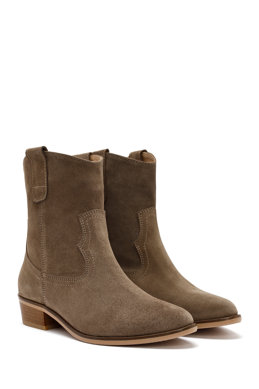 Woman Mink Suede Leather Cowboy Boots