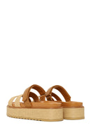 Woman Beige Strappy Thick-Soled Slipper | Derimod