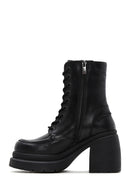 Women's Black Leather Platform Heeled Boots | Derimod