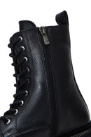 Women's Black Leather Zippered Boots | Derimod