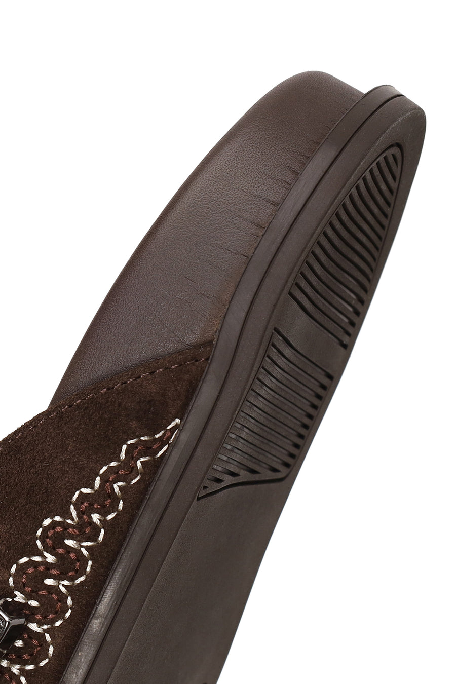 Woman Brown Open-Back Suede Slipper