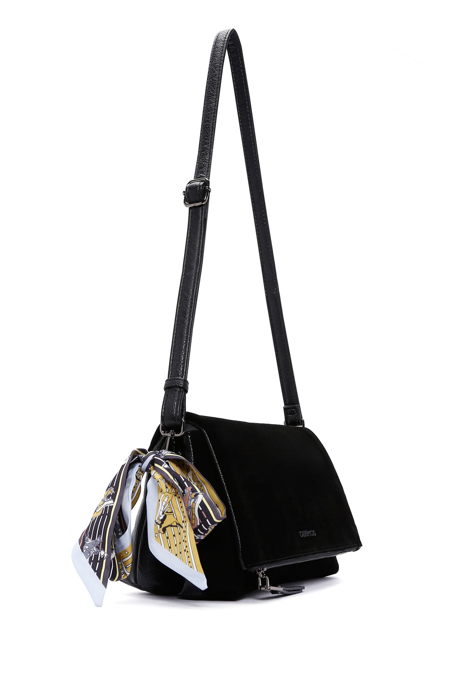 Woman Black Suede Crossbody Bag
