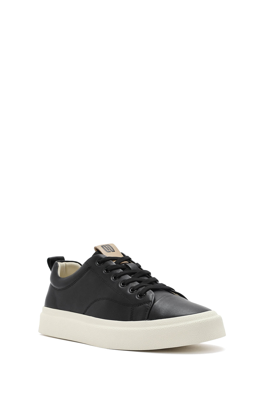 Men's Black Lace-up Leather Sneaker