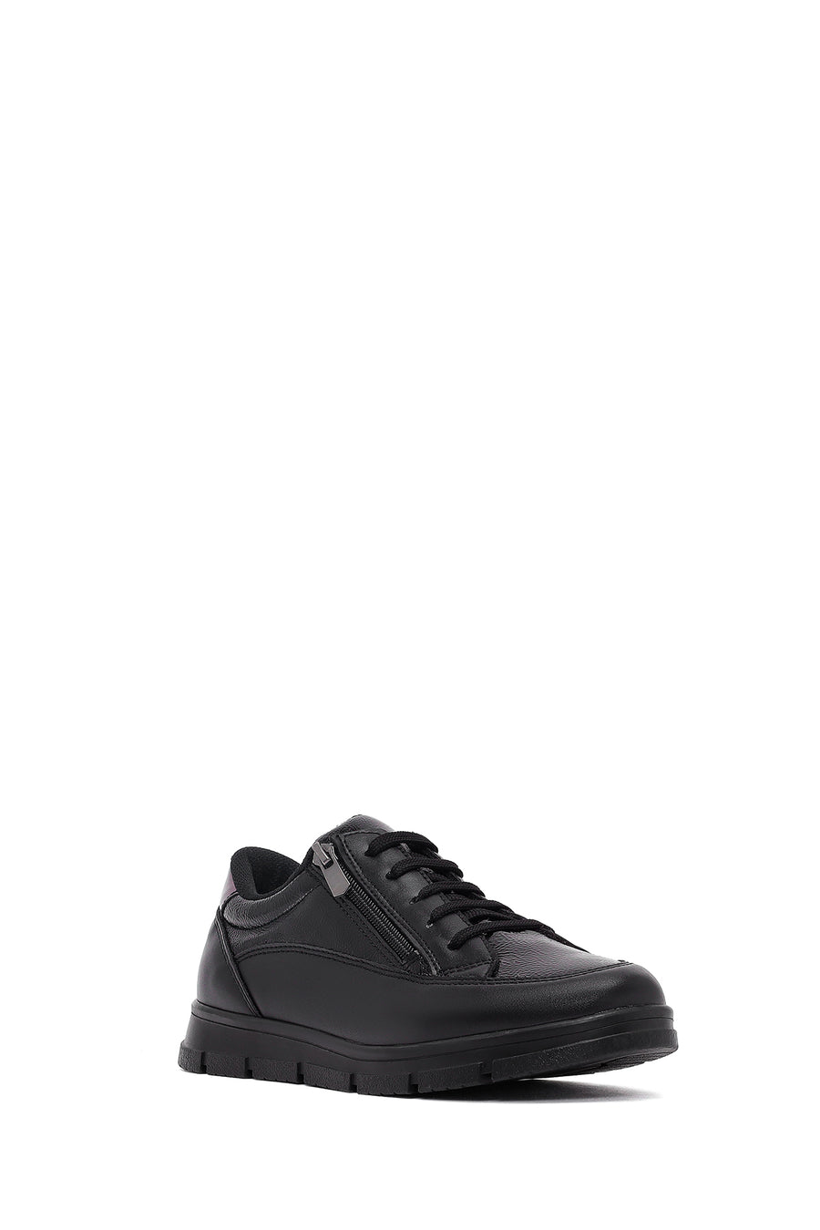Woman Black Lace-Up Sneakers