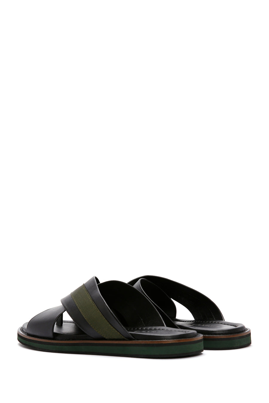 Men's Black Leather Slippers