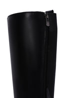 Women's Black Zippered Leather Boots | Derimod