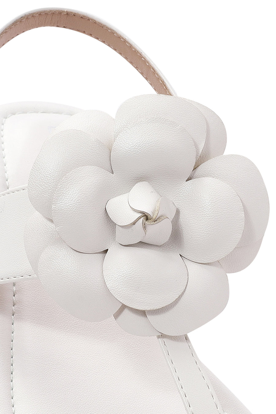 Women's Cream Flower Detailed Flip Flop Sandals