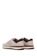 Men's Beige Leather Printed Sneaker | Derimod