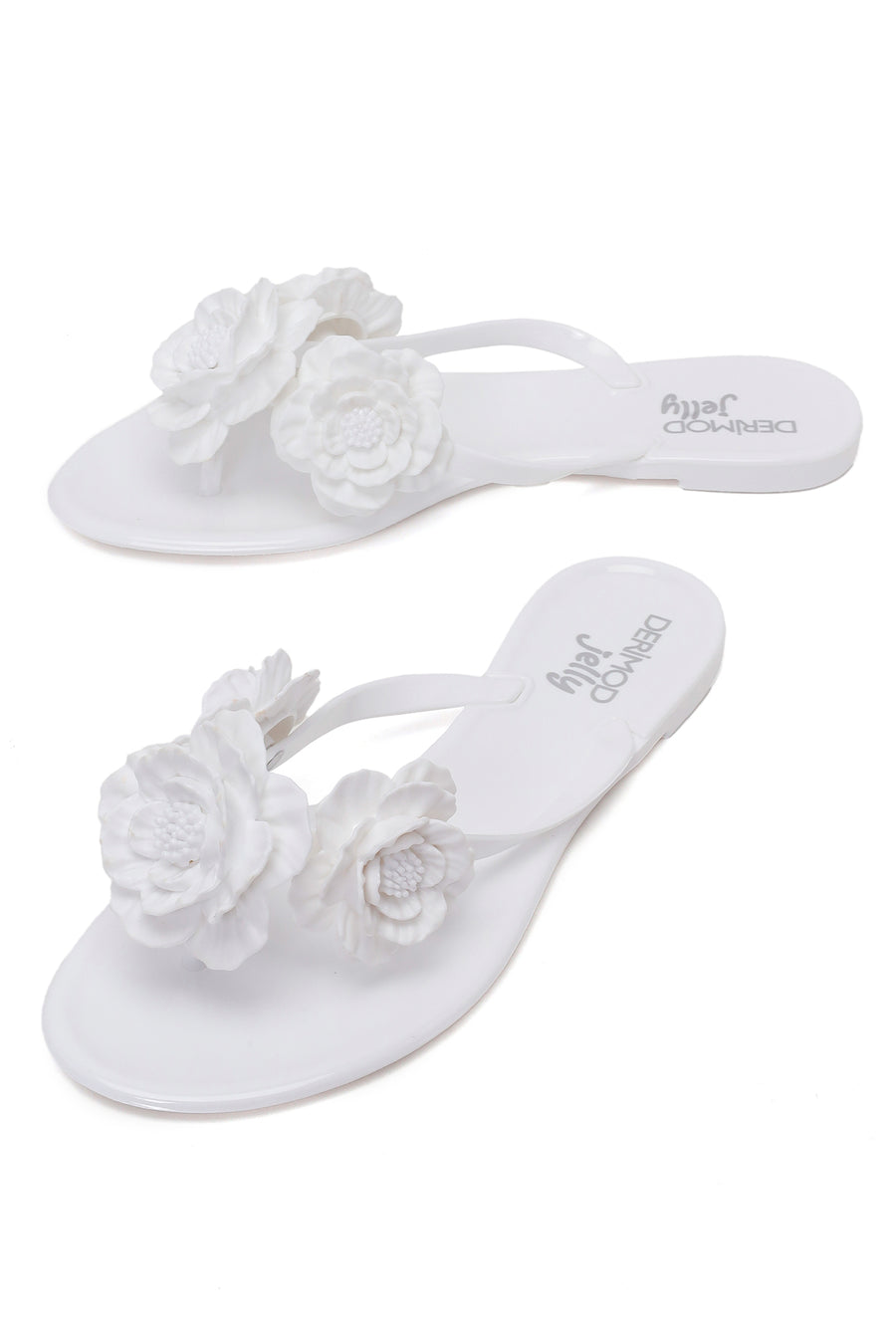 Woman White Floral Jelly Slipper