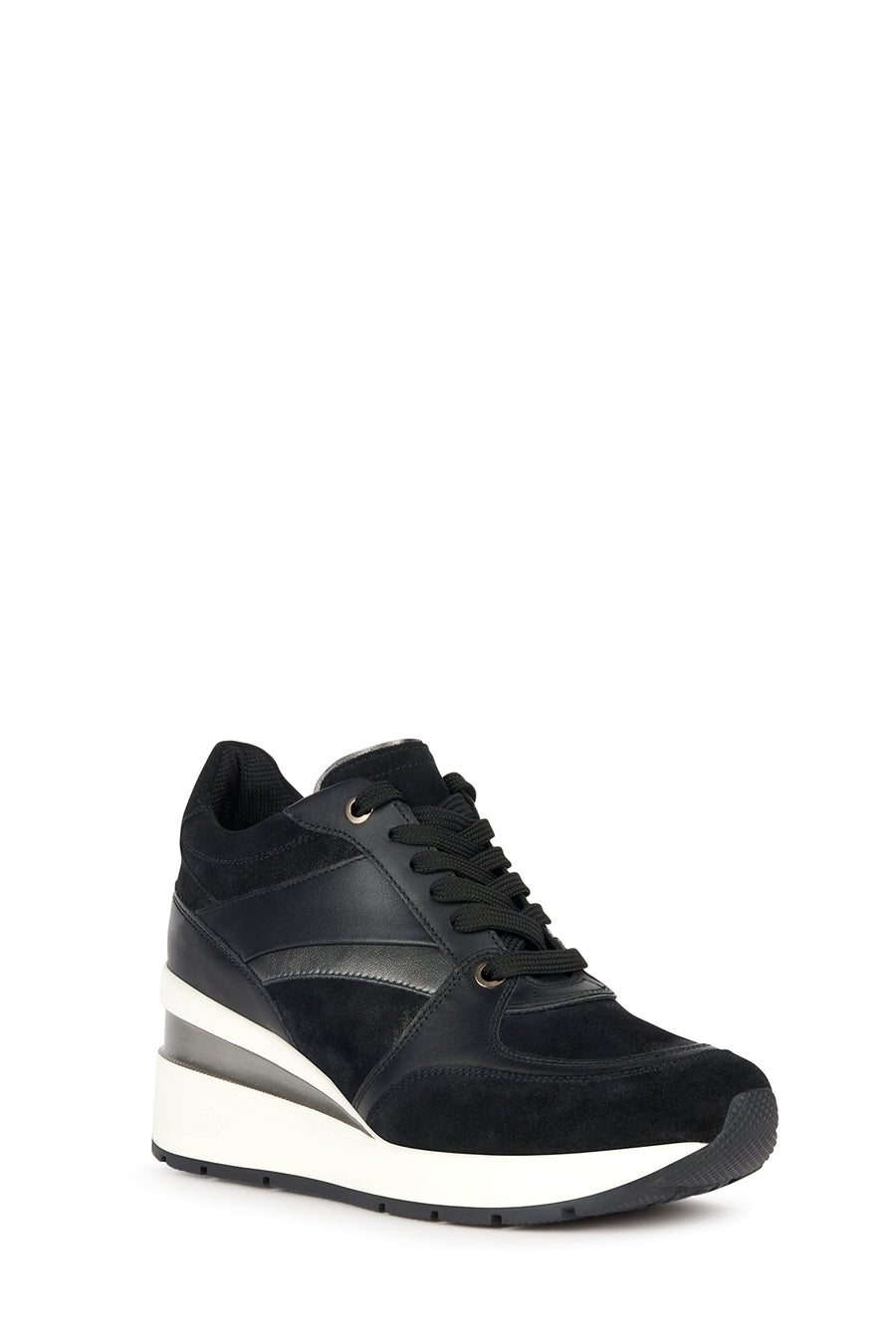 Geox Women's Black Zosma Wedge Heel Sneaker