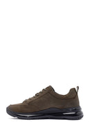 Men's Khaki Lace-Up Nubuck Leather Sneaker | Derimod