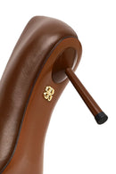 Women's Brown Thin Heeled Leather Stiletto | Derimod