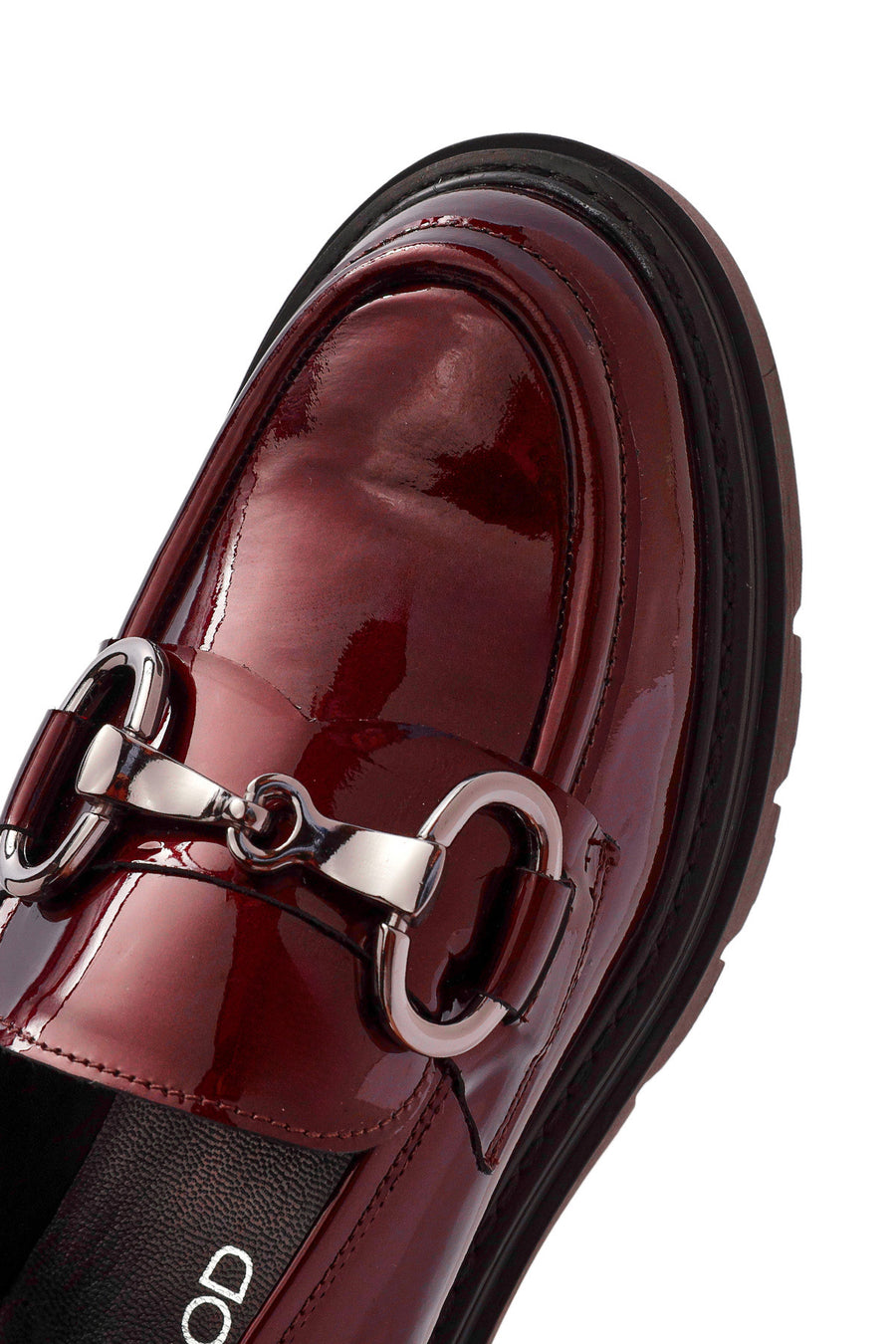 Woman Burgundy Buckle-Detailed Patent Leather Leather Masculine Loafer