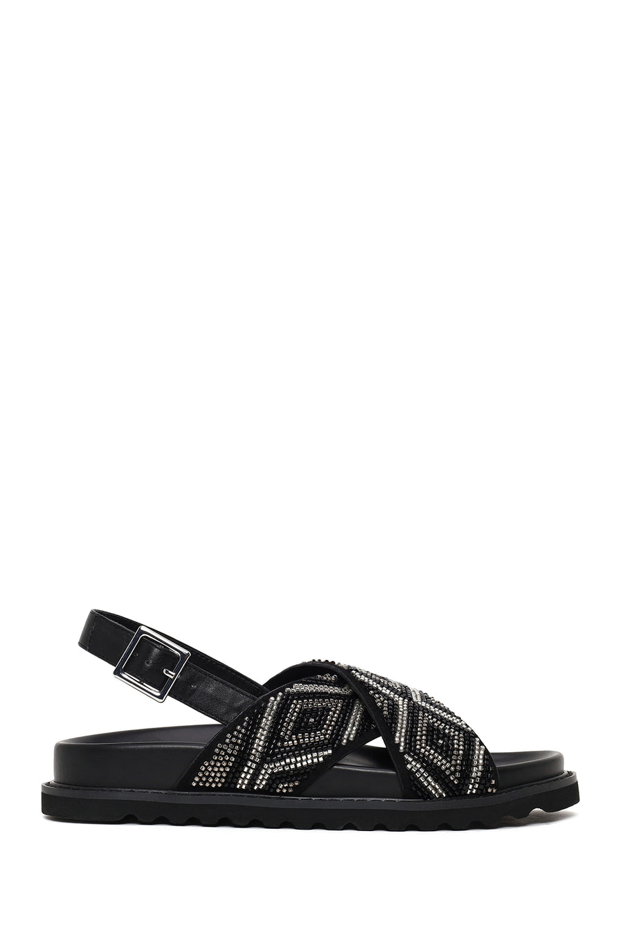 Woman Black Ankle-Buckle Embellished Sandals 26SFD442814 | Derimod
