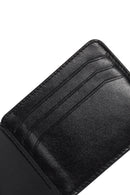 Men's Black Green Leather Card Holder | Derimod