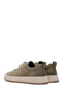 Men's Khaki Lace-Up Nubuck Leather Sneaker | Derimod