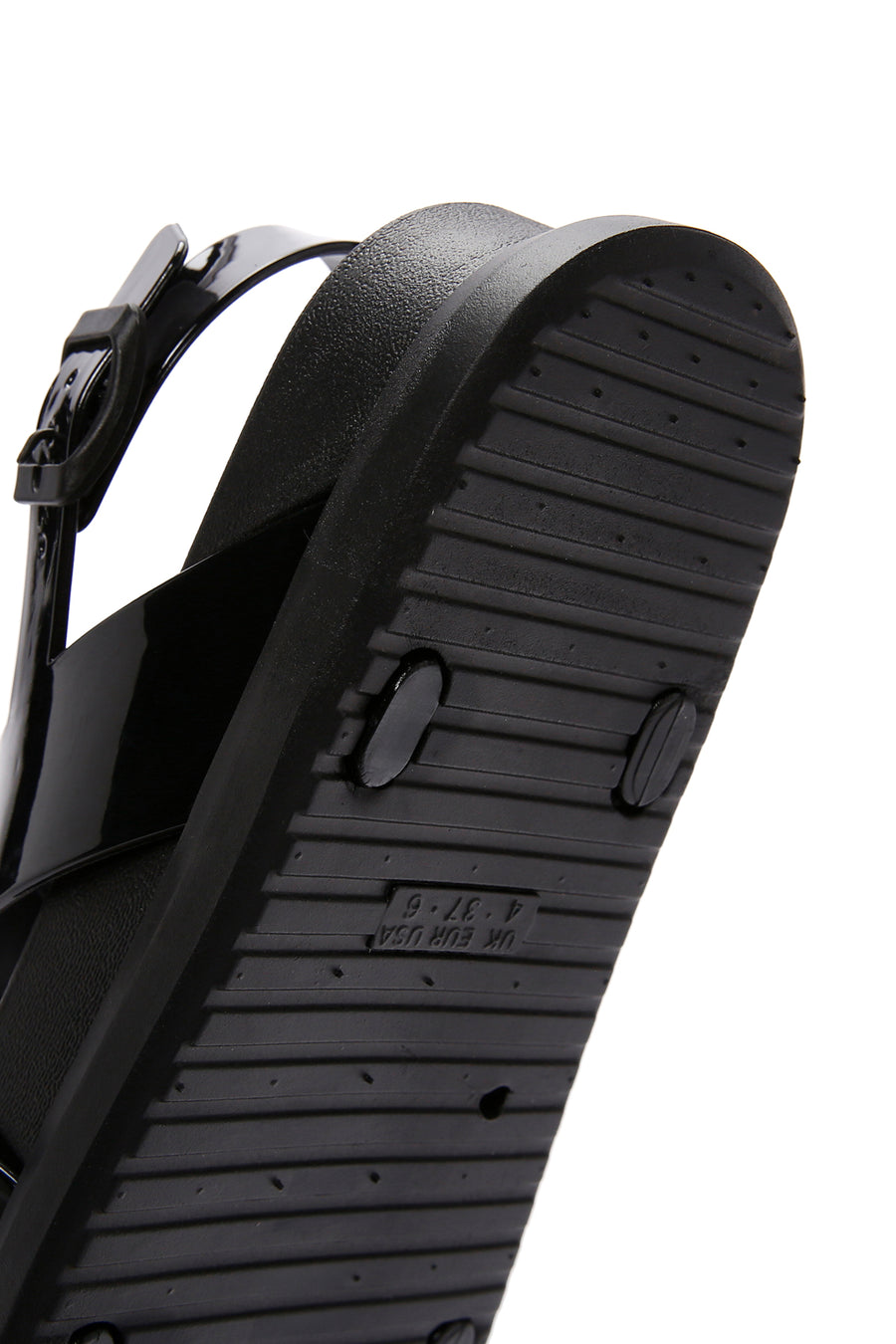 Women's Black Ankle Strap Thick Soled Jelly Sandals