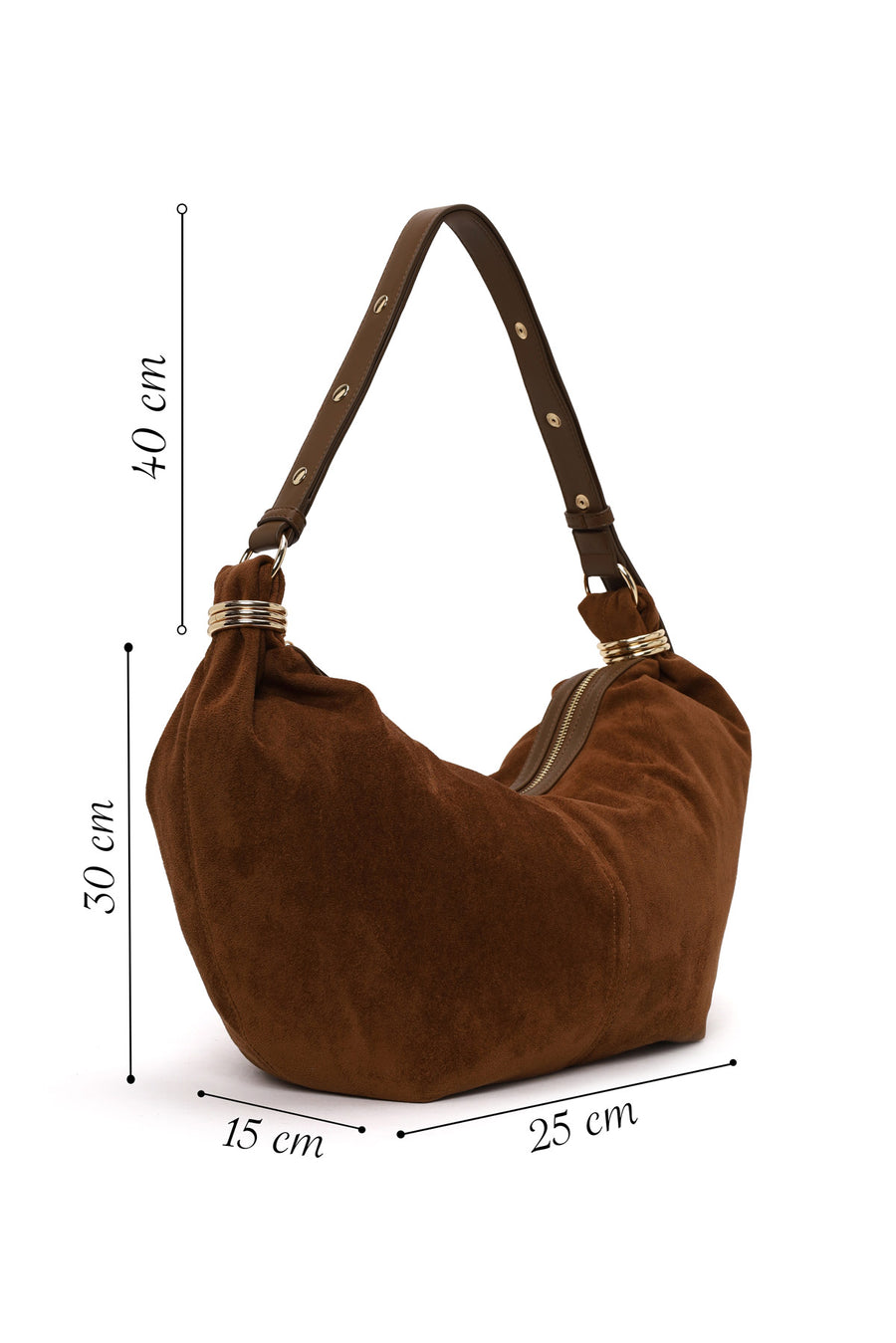 Woman Camel Suede Shoulder Bag