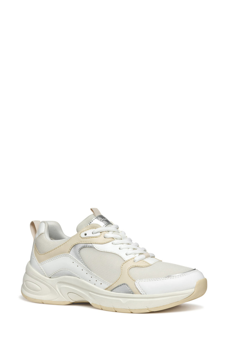 Geox Kadın Beyaz Zarvia Bağcıklı Kalın Tabanlı Deri Sneaker