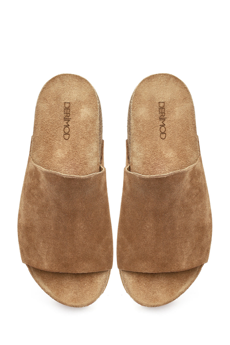 Women's Brown Thick Soled Suede Leather Slippers