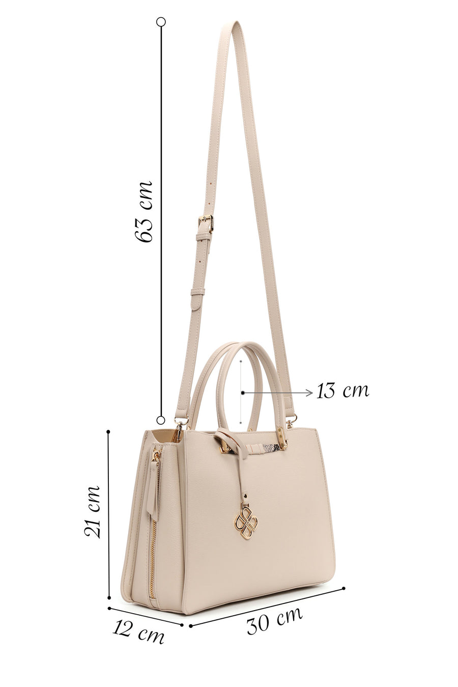 Woman Beige Long-Strap Shoulder Bag