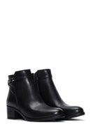 Women's Black Zippered Low Heel Leather Boots | Derimod