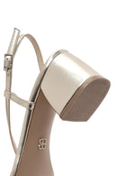 Women's Gold Ankle Buckle Low Heel Metallic Sandals | Derimod