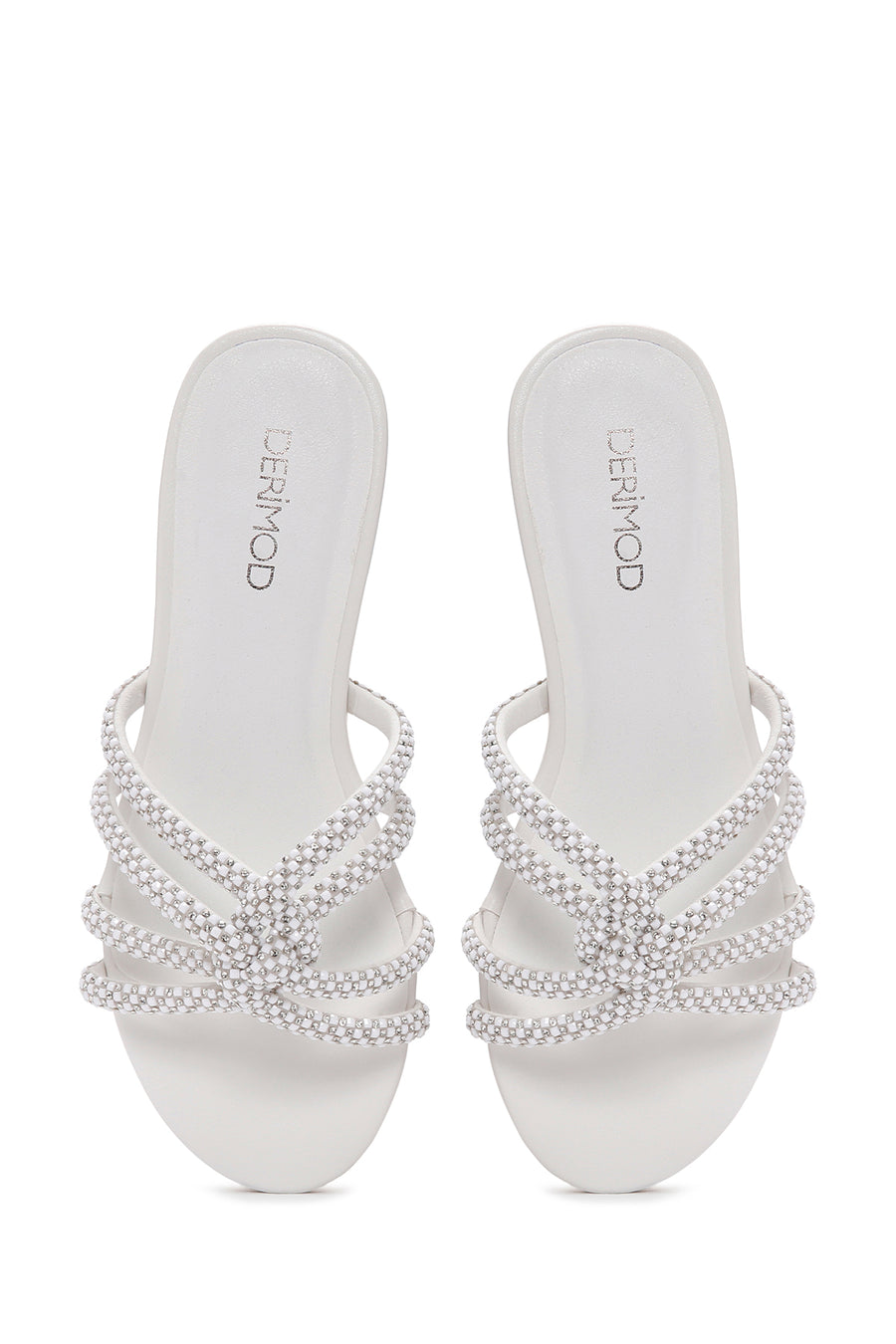 Women's White Stone Slippers