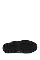 Woman Black Zip Closure Thick-Soled Leather Boots | Derimod